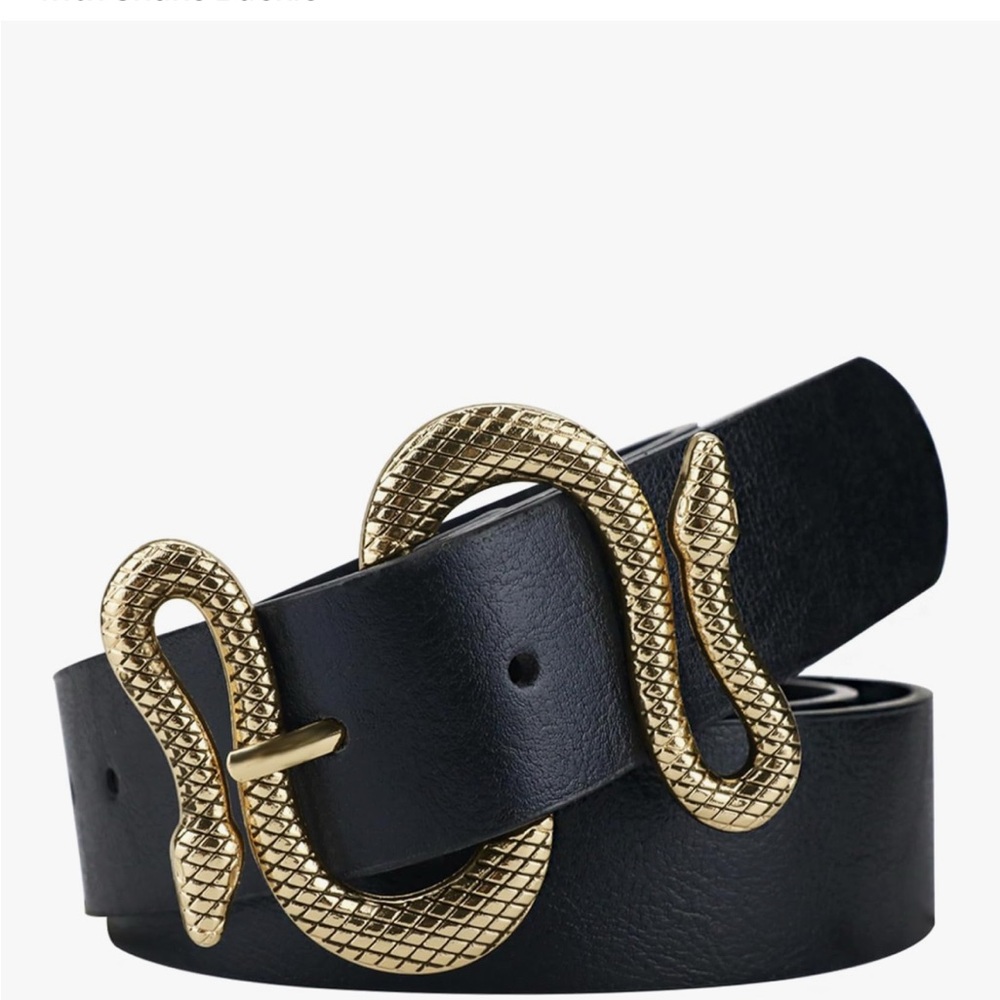 Black Belt with Gold Snake Buckle